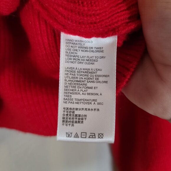 Urban Outfitters "Tia" Red Ribbed Cropped Turtleneck Balloon Sleeve Sweater Med - Picture 6 of 8